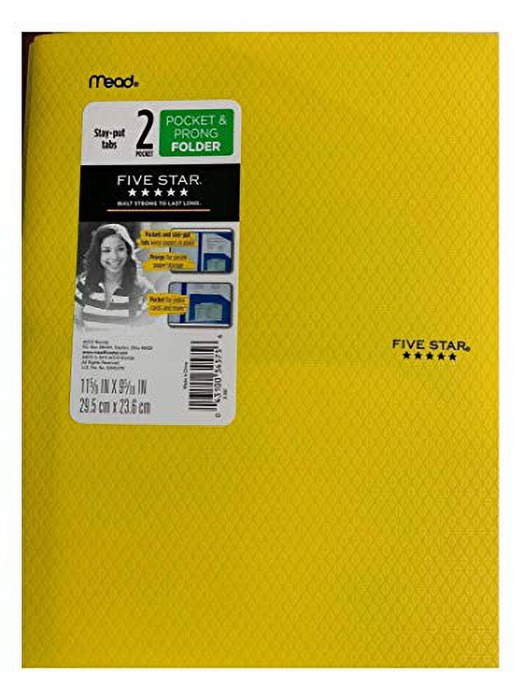 Mead Plastic Five Star StayPut 2Pocket & 3Prong Folder, Yellow