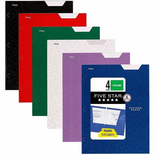 Mead Pocket Folder, 4 Internal Pocket, Assorted (38058) | 2 Packs (12 Total)