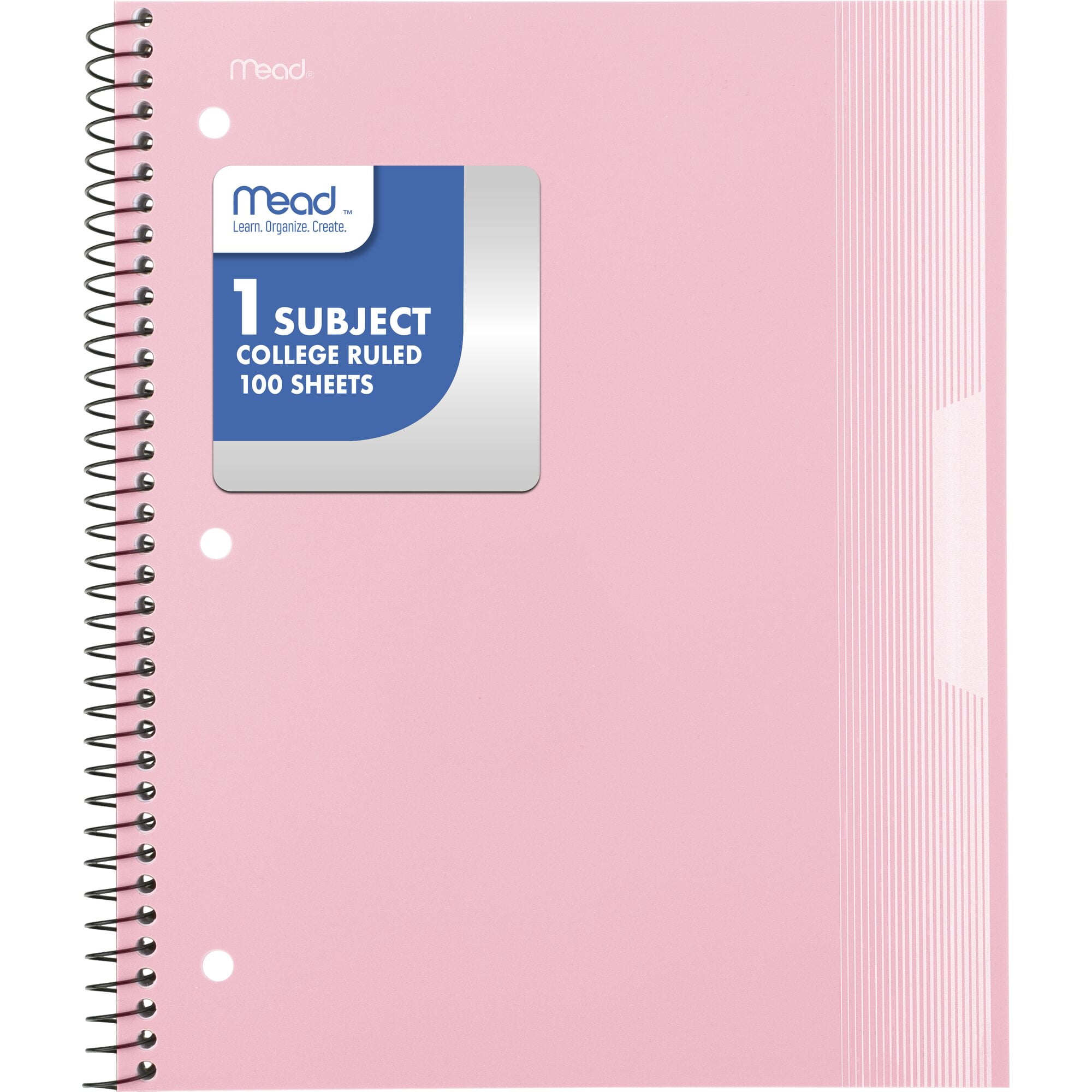Mead 1 Subject College Ruled Notebook 85 x 11 Pastel Pink Poly Spiral 100 Sheets