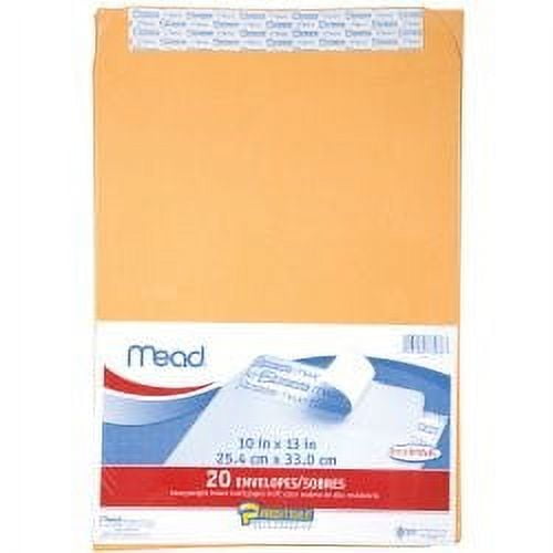 Mead PressIt SealIt Mailing Envelopes 10 in. x 13 in. (Brown) 20