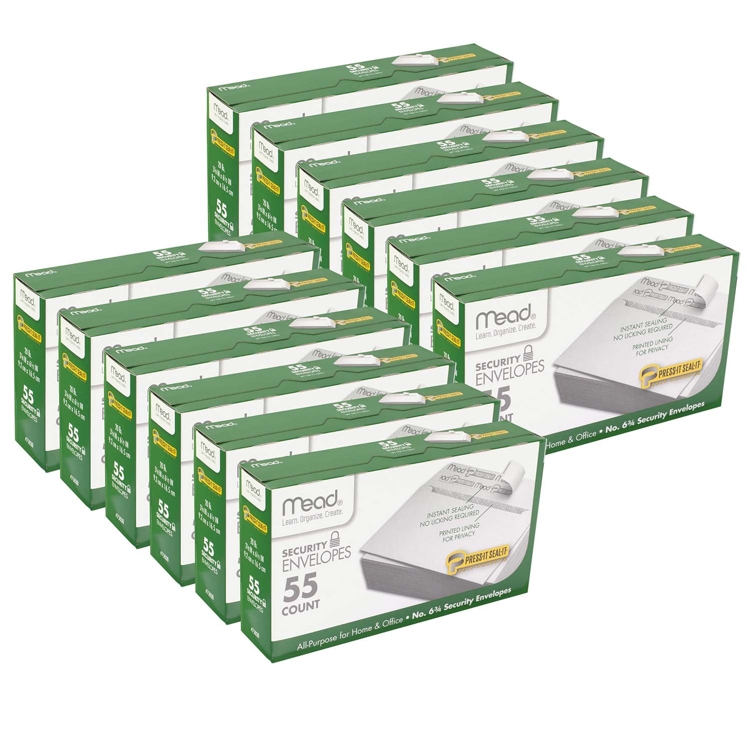 Mead PressIt SealIt Security Envelopes, 6 3/4, 55 Per Box, 12 Boxes