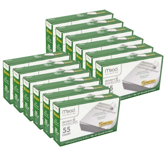 Mead Press-It Seal-It Security Envelopes, # 6 3/4, 55 Per Box, 12 Boxes