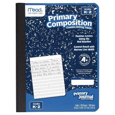 Mead Primary Composition Book Writing Tablet: K-2 Journal, 7.5x9.75", 200 Pages, Sewn Binding, Hard Cover, Acid-Free Paper