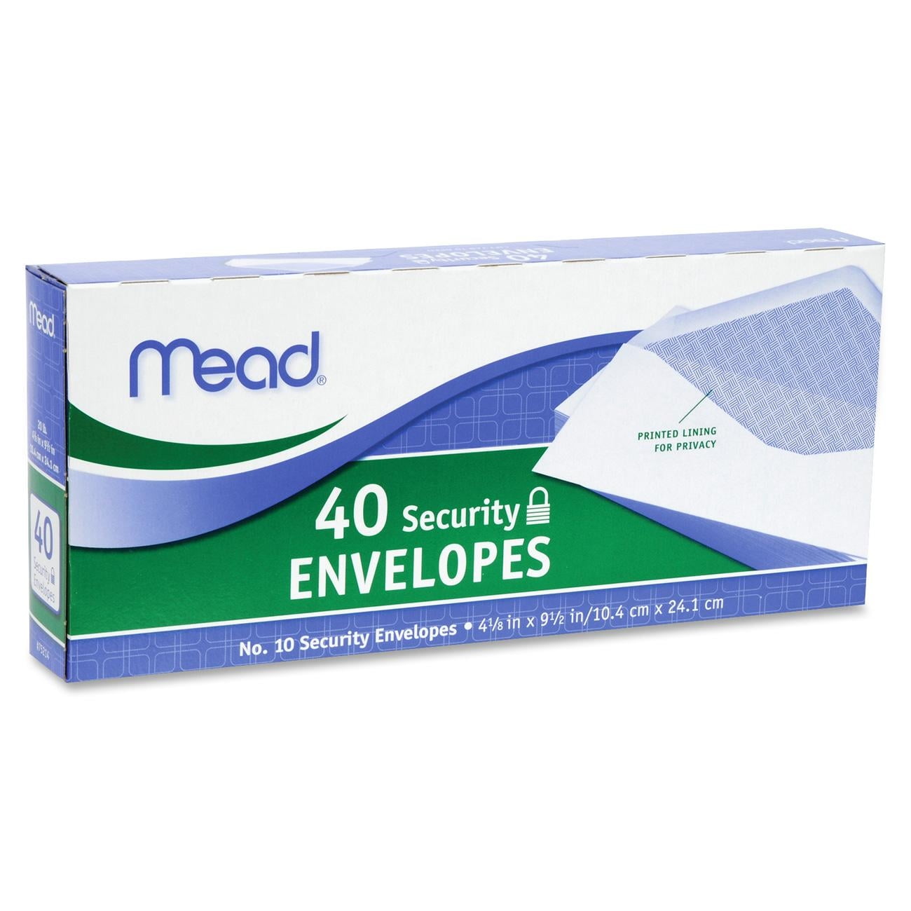 Mead #10 Security Envelopes, White, 40 pack