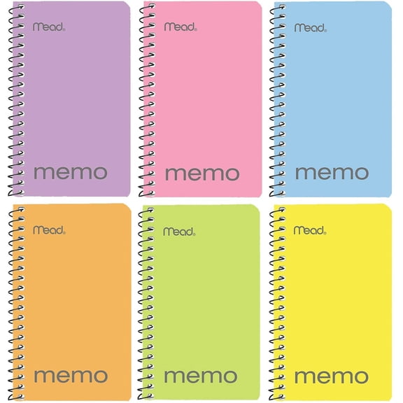 Mead Small Notebook, 24 Pack 1-Subject College Ruled, Pastel Color Spiral Bound Small Notepad