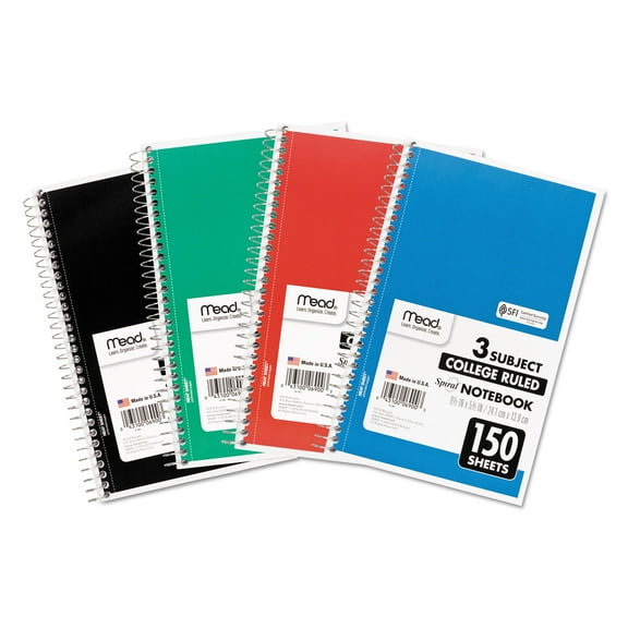 Mead Spiral Bound Notebook Perforated College Rule 9 1/2 x 6 White 150 Sheets 06900