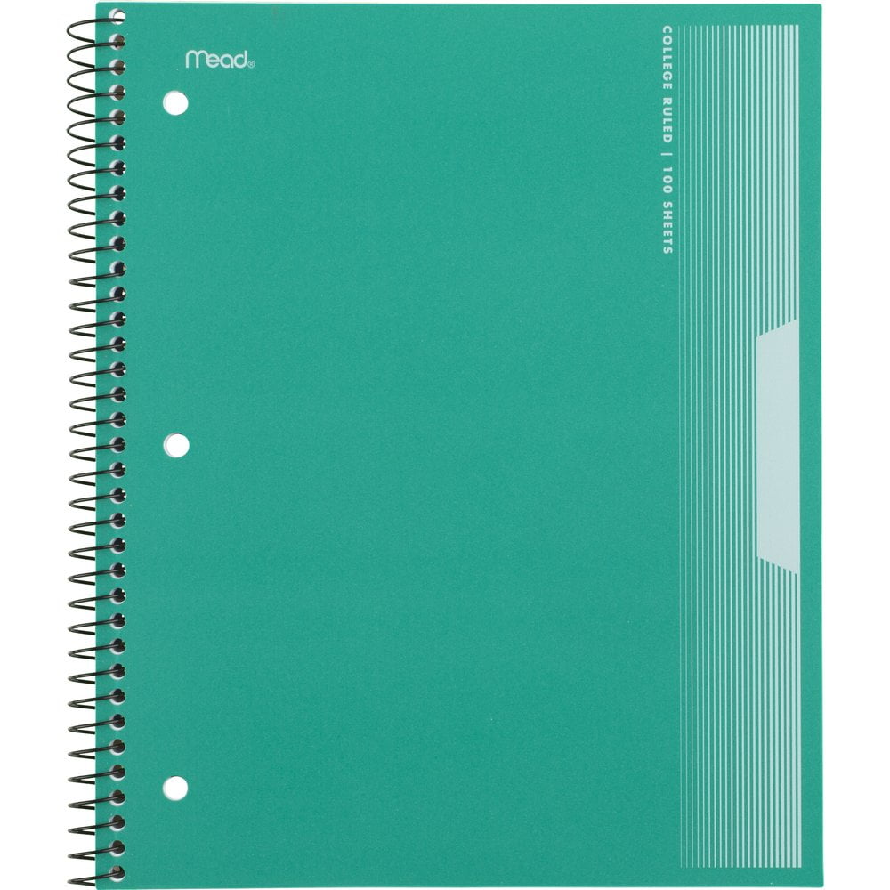 Mead Spiral Notebook 1 Subject College Ruled 8 1 2 X 11 Green