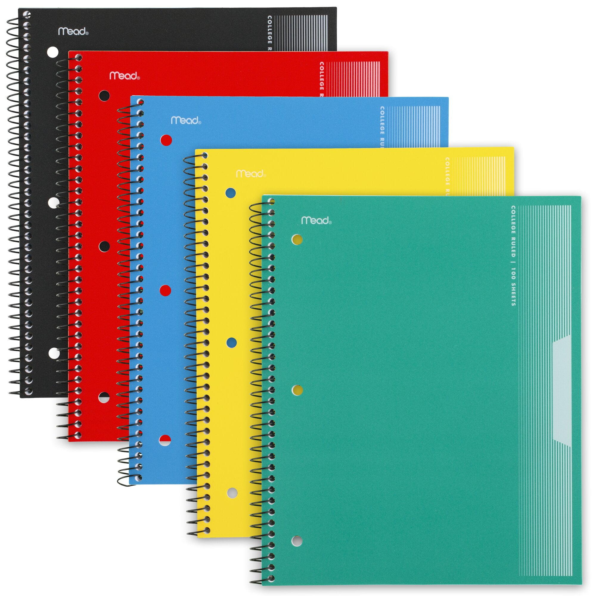 Mead Spiral Notebook 1 Subject College Ruled 8 12 x 11 5 Pack - College Ruled