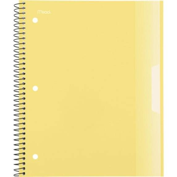 Mead Spiral Notebook, 1 Subject, College Ruled, Plastic Cover, 8.5" x 11", Pastel Yellow