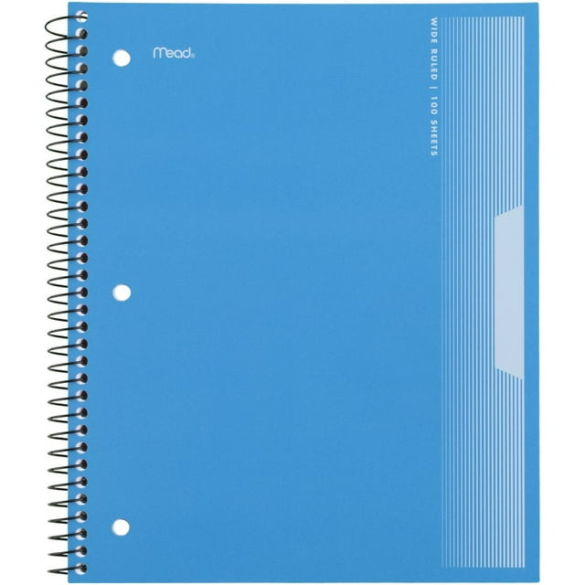 Mead Spiral Notebook, 1 Subject, Wide Ruled, 8 1/2" x 11", Blue