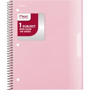 Mead 1 Subject Wide Ruled Notebook 8 x 105 Pastel Pink Poly Spiral 100 Sheets -