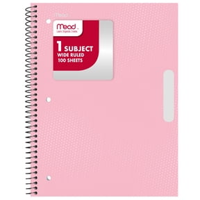 Mead 1 Subject Wide Ruled Spiral Notebook, 8 x 10.5 Inches, Pastel Pink, Poly Cover, 100 Sheets