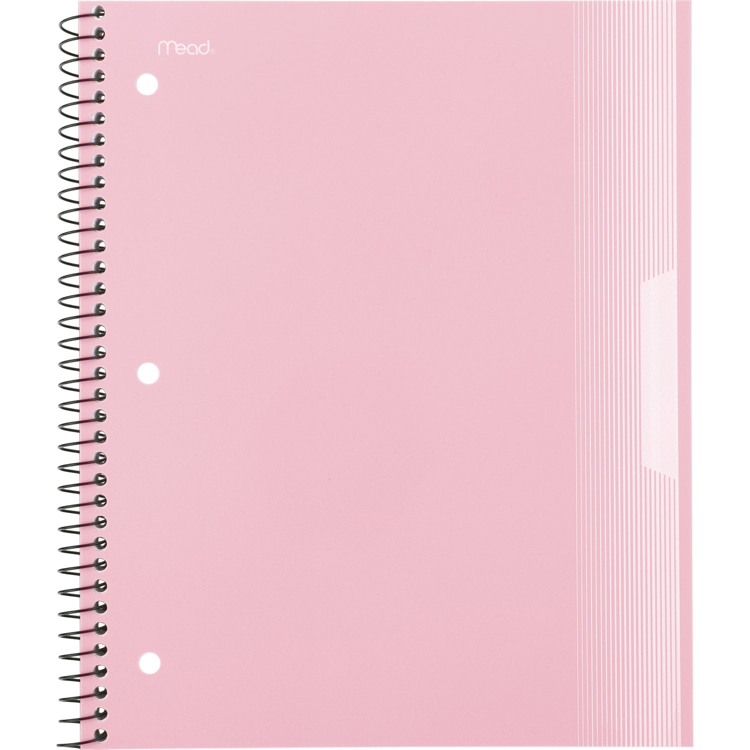 Mead Spiral Notebook, 1 Subject, Wide Ruled, Plastic Cover, 8" x 10.5", Pastel Pink
