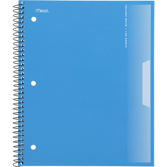 Mead Spiral Notebook, 3 Subject, College Ruled, 8 1/2" x 11", Blue (820205FD-WMT)