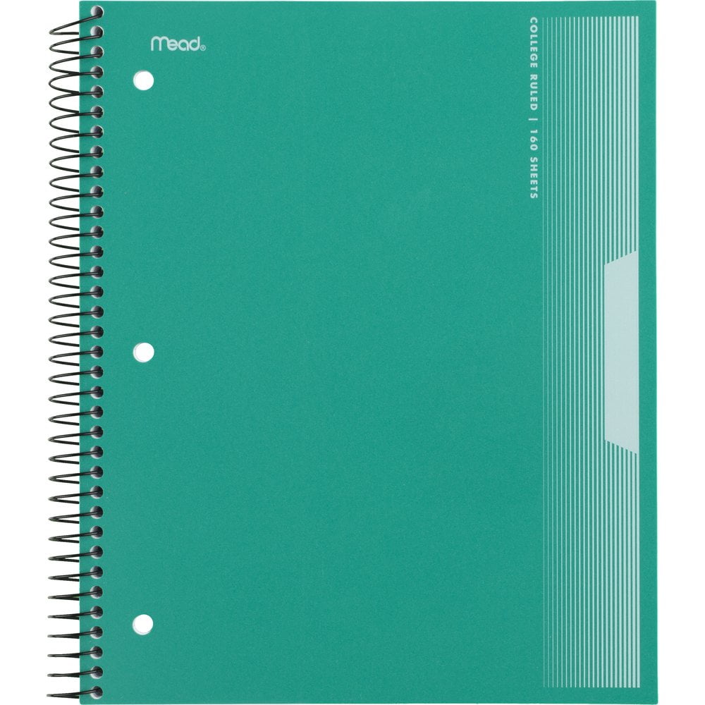 Mead Spiral Notebook, 5 Subject, College Ruled, 8 1/2" x 11", Green