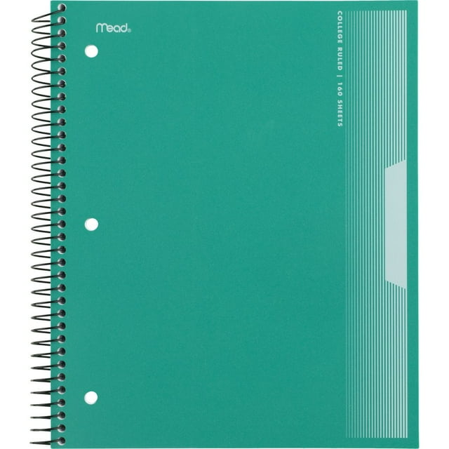 Mead Spiral Notebook, 5 Subject, College Ruled, 8 1/2" x 11", Green (820206FBWMT)