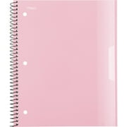 Mead Spiral Notebook, 5 Subject, Wide Ruled, Plastic Cover, 8" x 10.5", Pastel Pink