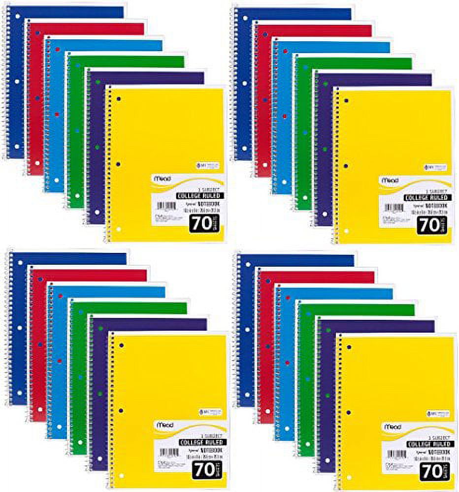 Mead Spiral Notebook, College Ruled, 70 Sheets, 7.5" x 10.5", 24 Pack