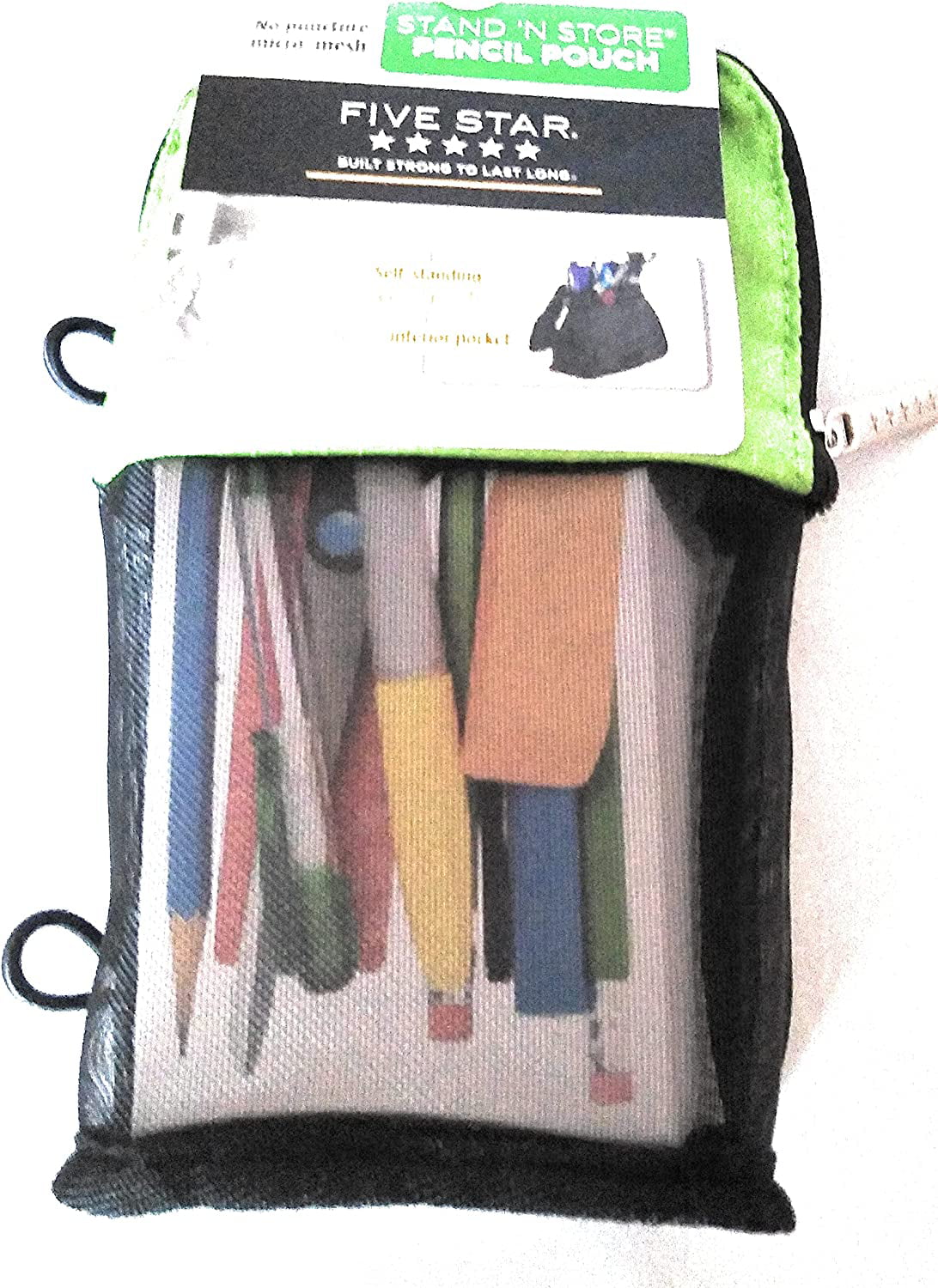 Mead RNAB009M9940W mead five star stand and store self standing pencil pouch,  colors may vary