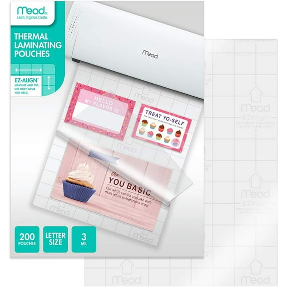 Mead Thermal Laminating Pouches, Lamination Sheets, Letter Size Pouch, 3 Mil, EZ-Align, 200 Pack (39031)