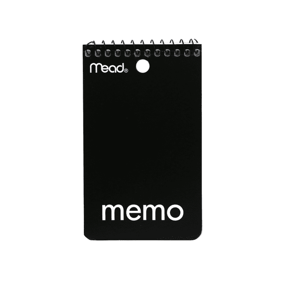 Mead Top Bound Spiral Mini Memo Book: 3 in. x 5 in. (Black) 60 sheets
