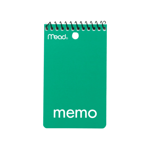 Mead Top Bound Spiral Mini Memo Book: 3 in. x 5 in. (Green) 60 sheets