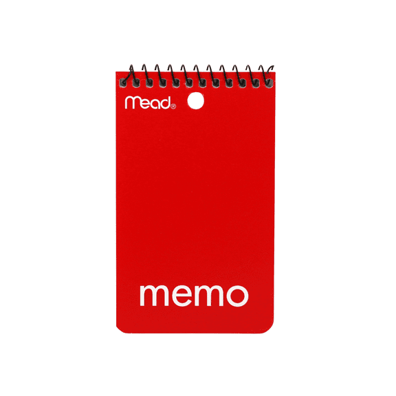 Mead Top Bound Spiral Mini Memo Book: 3 in. x 5 in. (Red) 60 sheets