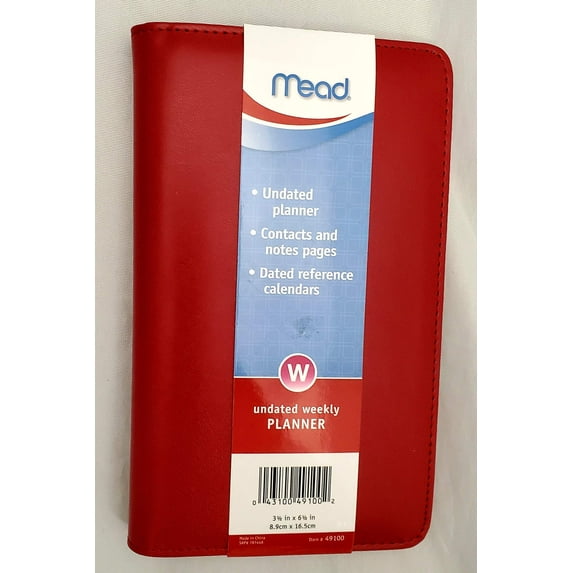 Mead Weekly Planner, Undated, Wirebound, 3.5" x 6.5", Assorted Colors (49100)