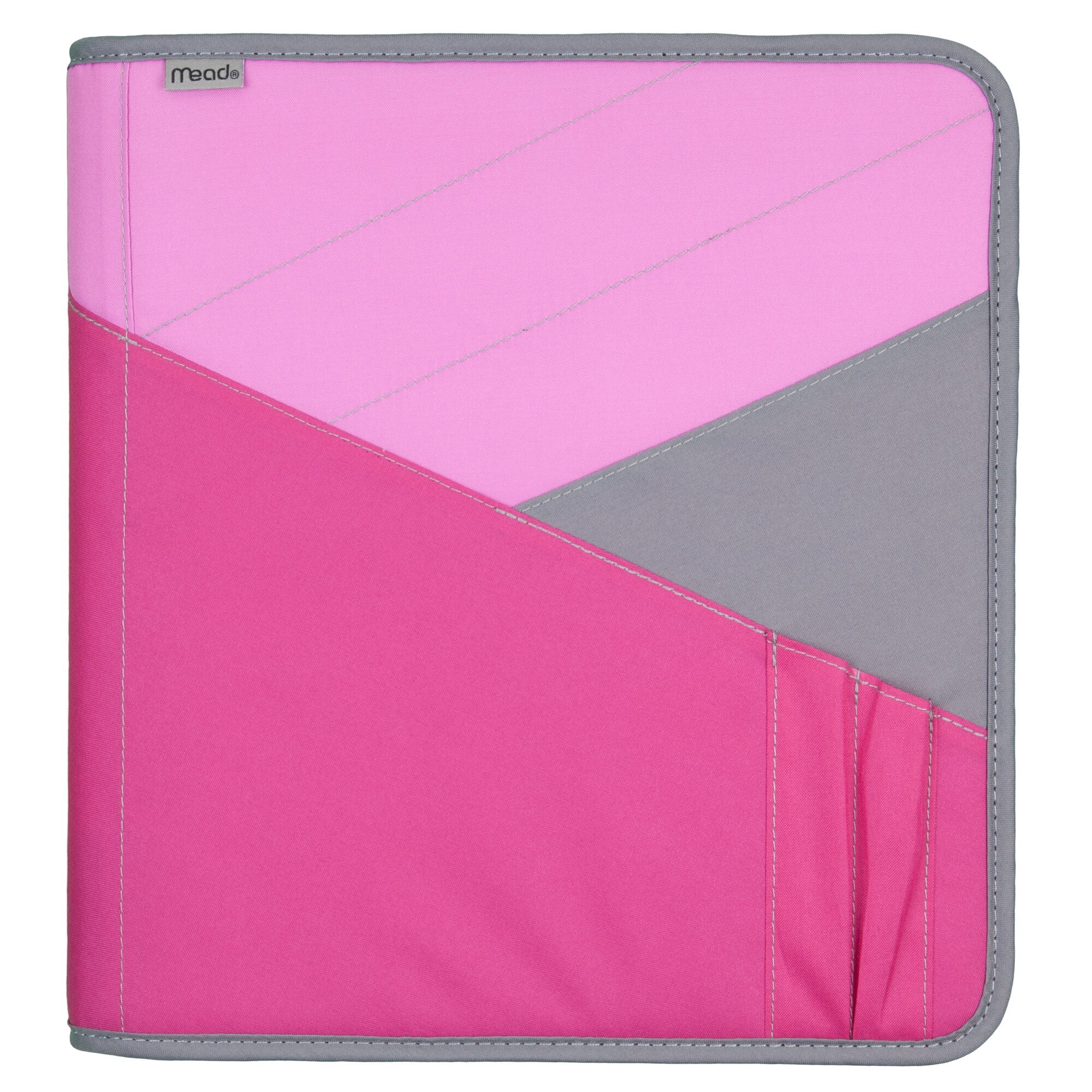 Mead Zipper Binder with Expanding File, 1 1/2", Pink