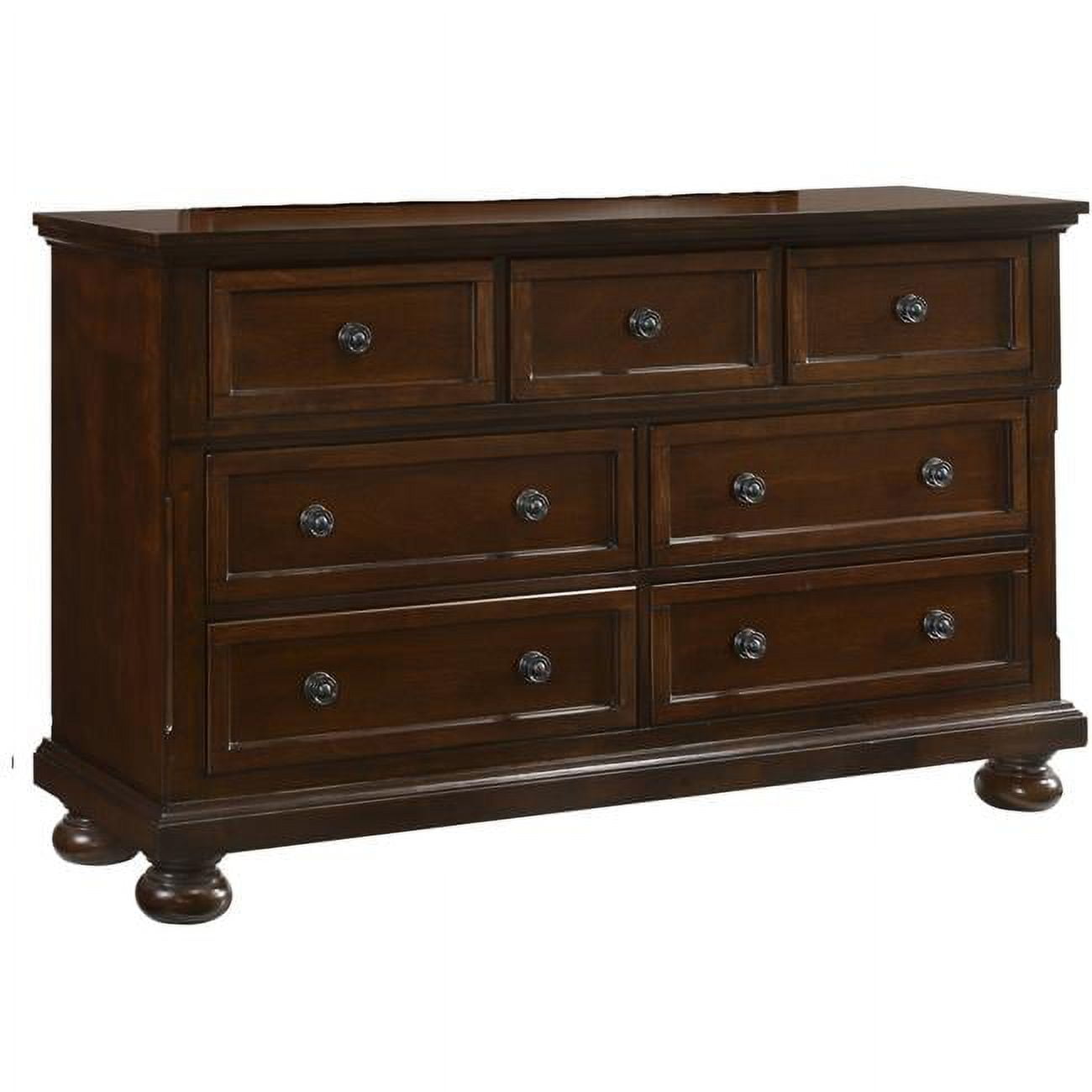 Meade 60" Dark Brown Wood 7-Drawer Dresser