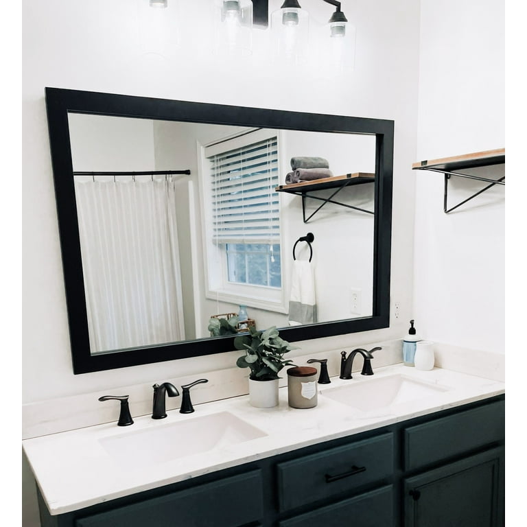 How to frame out that builder basic bathroom mirror (for $20 or less!)