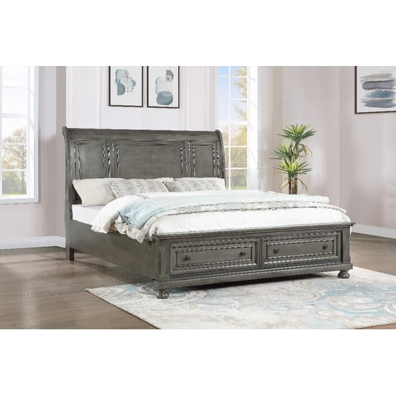 Gray Meade G8905A-KB King Bed with Durable Wood Veneers for Long-Lasting Use