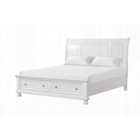 Meade G8975A-QB Queen Bed in Crisp White, Spacious 58"H X 63"W X 97"D