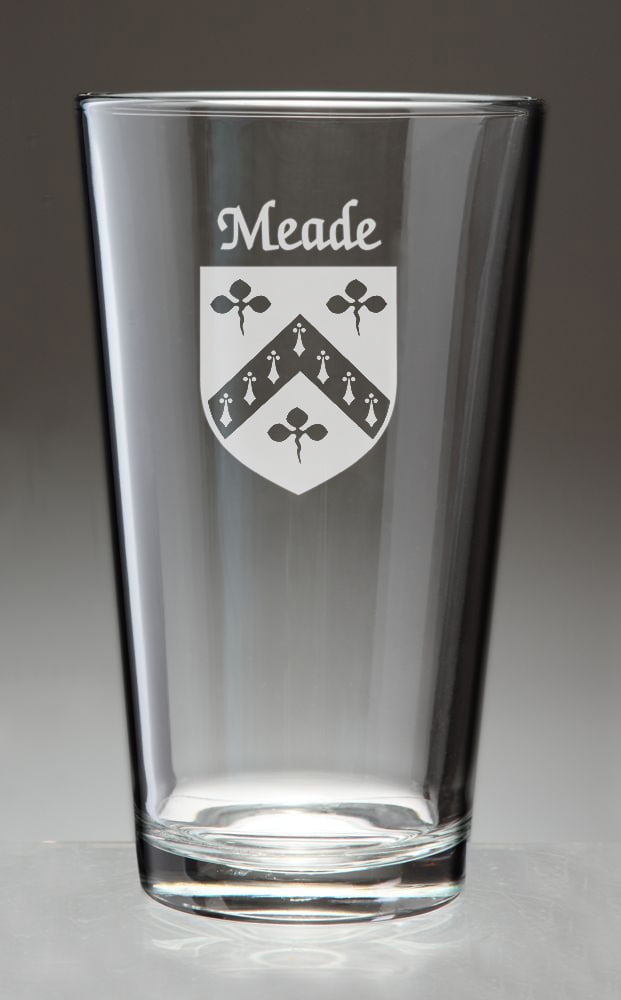 Meade Irish Coat of Arms Pint Glasses - Set of 4 (Sand Etched ...