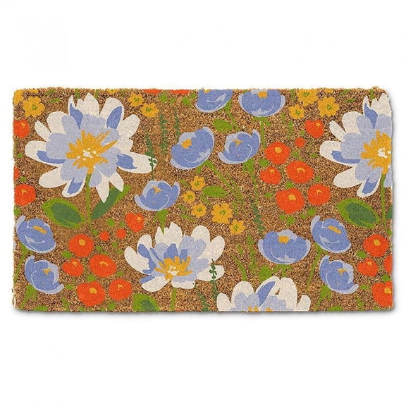 Abbott Doormat Durable Natural Coco Coir Doormat, Weather Resitant Mat Outdoor & Indoor Entrance, Home Decor Large Doormat, 18x30", Meadow Blooms