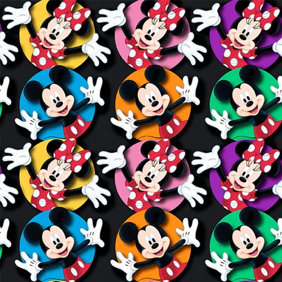 Springs Creative Disney Mickey and Minnie Mouse Circles Cotton Fabric By the Yard