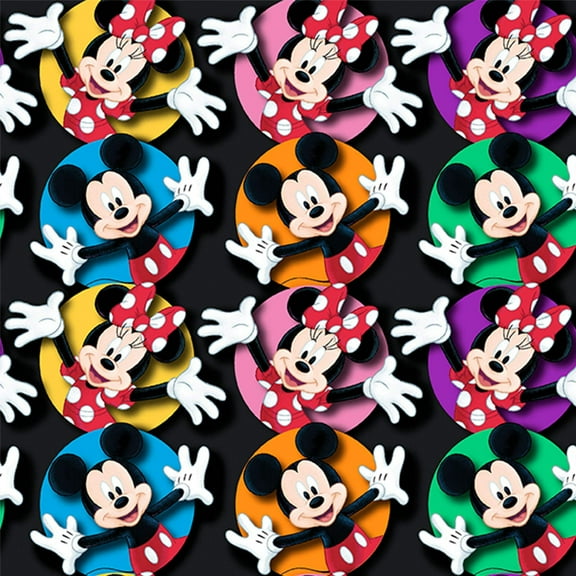 Springs Creative Disney Mickey and Minnie Mouse Circles Cotton Fabric By the Yard