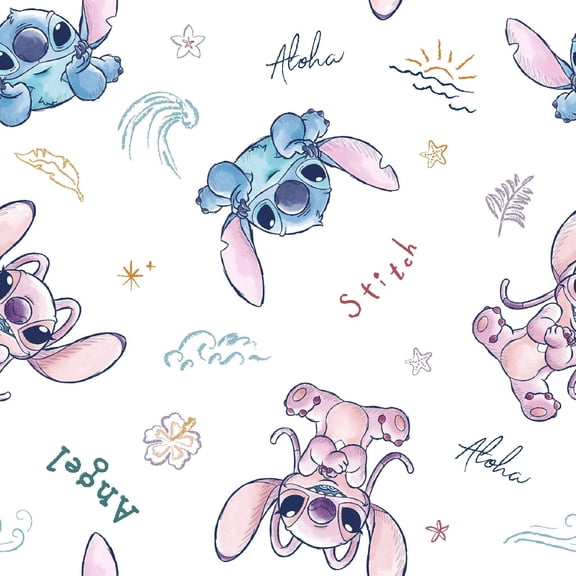 Disney Lilo  Stitch Stitch  Angel Tropical Aloha Cotton Fabric