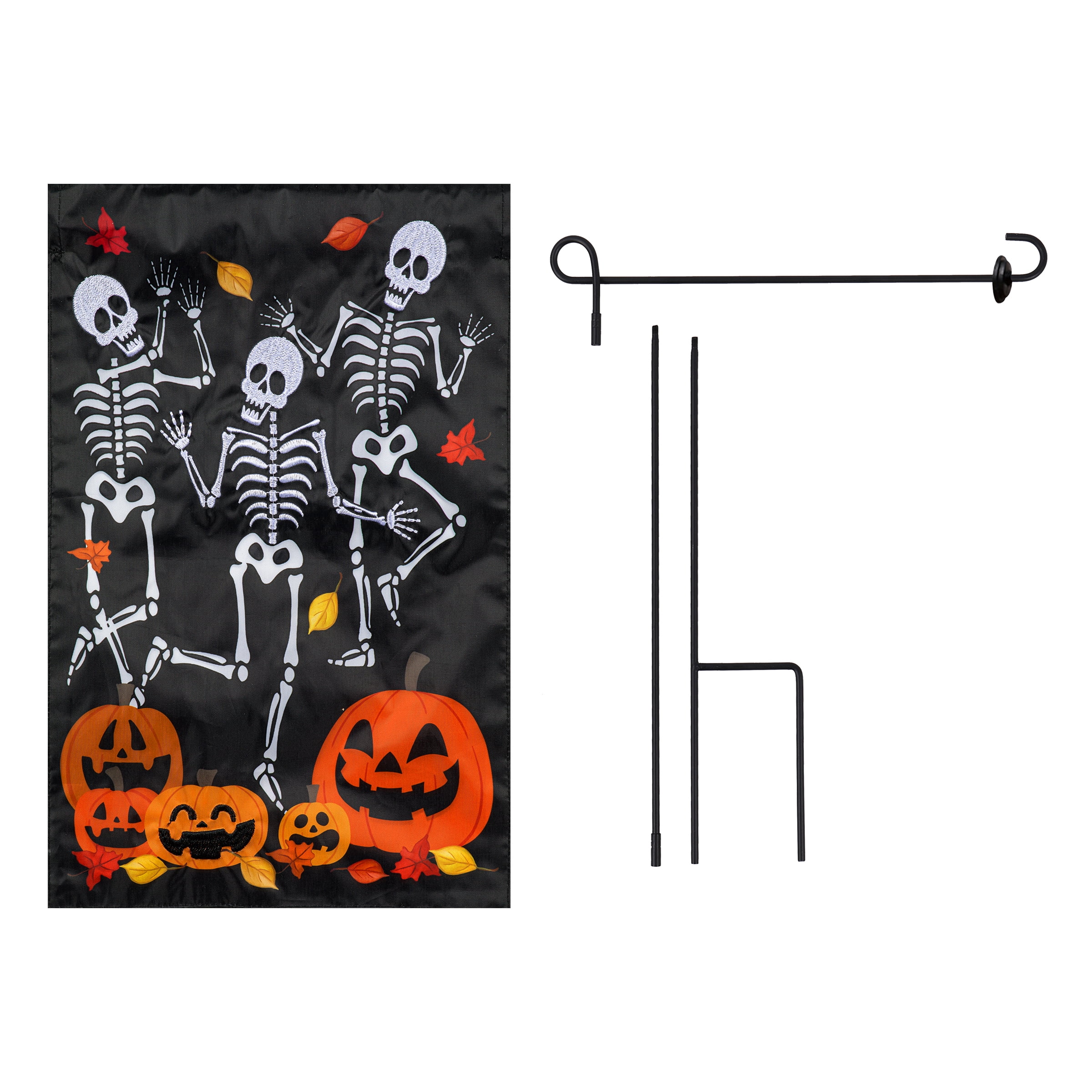 Meadow Creek Harvest 11.5" x 18" Dancing Skeletons Outdoor Yard Flag with Stand