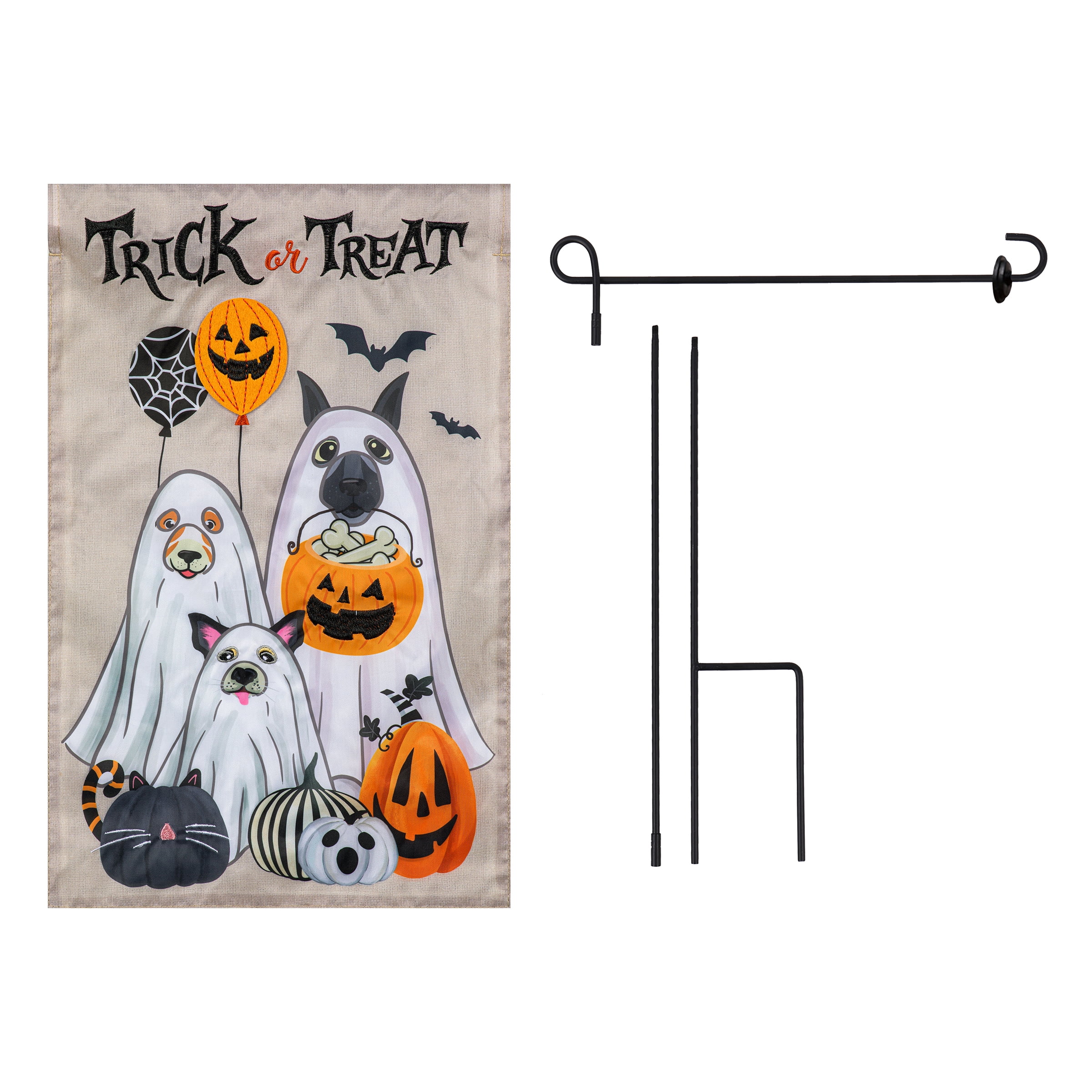 Meadow Creek Harvest 11.5" x 18" Ghost Pets Outdoor Yard Flag with Stand