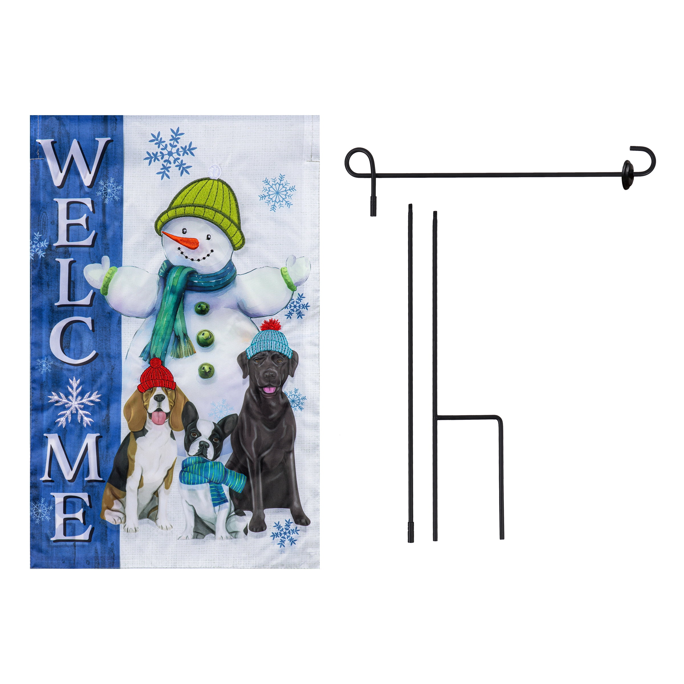 Meadow Creek Holiday 11.5" x 18" Welcome Dogs Outdoor Yard Flag with Stand
