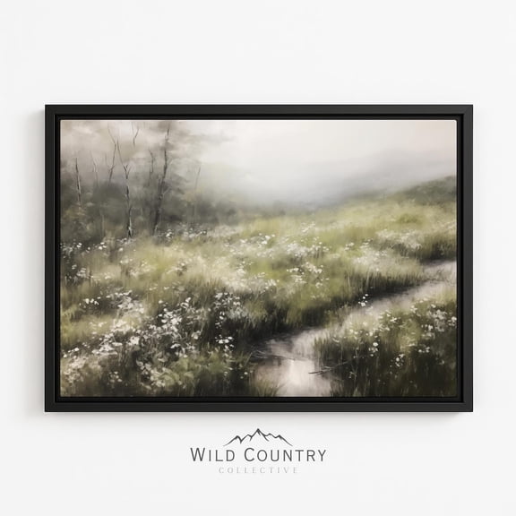 Meadow Creek Soft Mountain Stream Landscape Guest Neutral Cabin Wall Poster