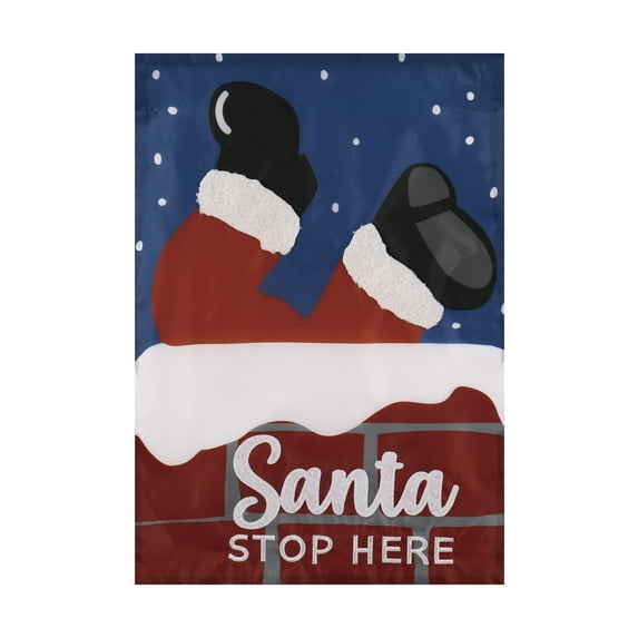 Meadow Creek Winter Outdoor Garden Flag, Santa Stop Here, 18" x 12.5"