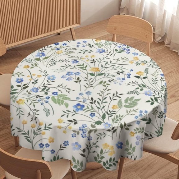 Meadow Flower Tablecloth, Spring Sage Green Eucalyptus Leaves Watercolor Floral Flower Plant Leaves Table Cover for Spring Holiday Party Decoration 60x60in