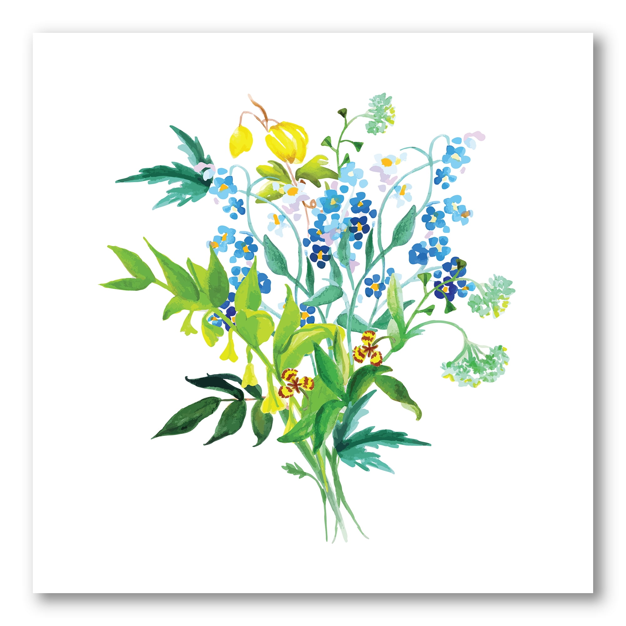 Meadow Flowers Garland On White 30 in x 30 in Painting Canvas Art Print, by Designart