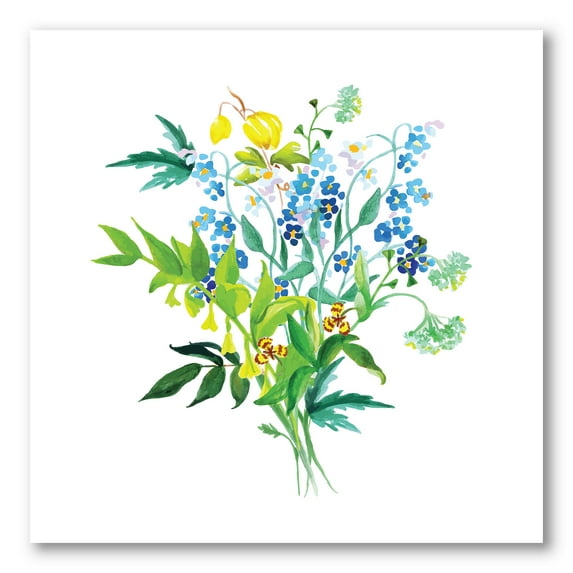 Meadow Flowers Garland On White 30 in x 30 in Painting Canvas Art Print, by Designart