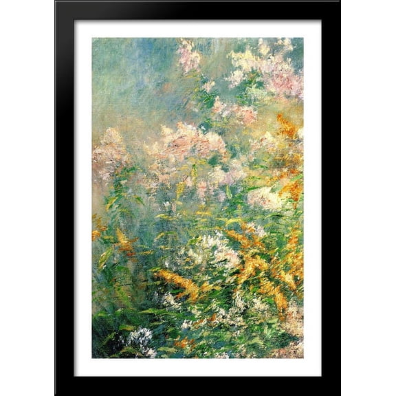 Meadow Flowers (Golden Rod and Wild Aster) 28x40 Large Black Wood Framed Print Art by John Henry Twachtman