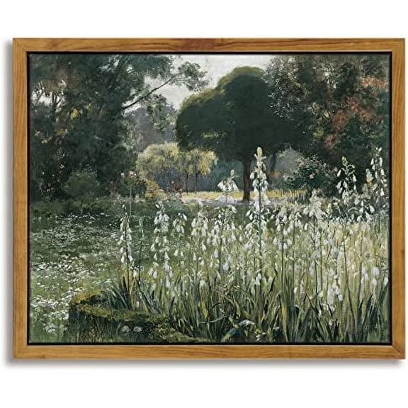 Meadow with Flowers Painting Wall Art Prints, Framed, Canvas, Classical Scenery Eclectic Wall Decor For Home Office Living Room Bathroom (8x10in/20x25cm)
