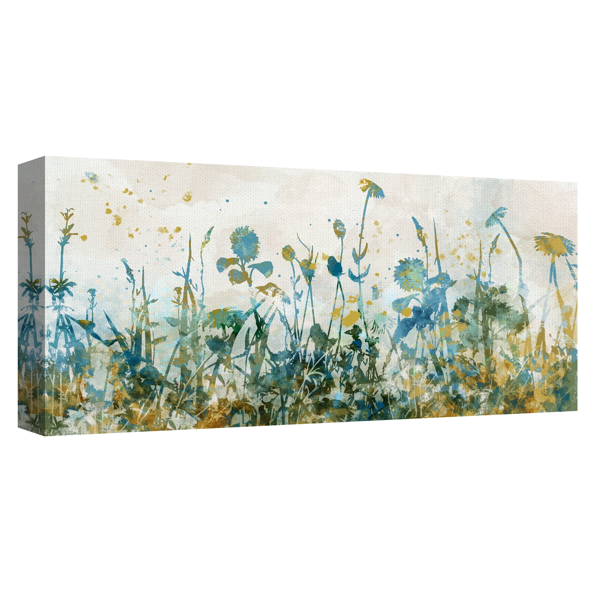 17 x 34 Blue and Yellow Botanical Canvas Art