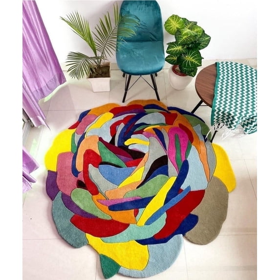 AVYAY RUGS Traditional Tufted Multicolor Irregular Area Rugs, 6 x 9